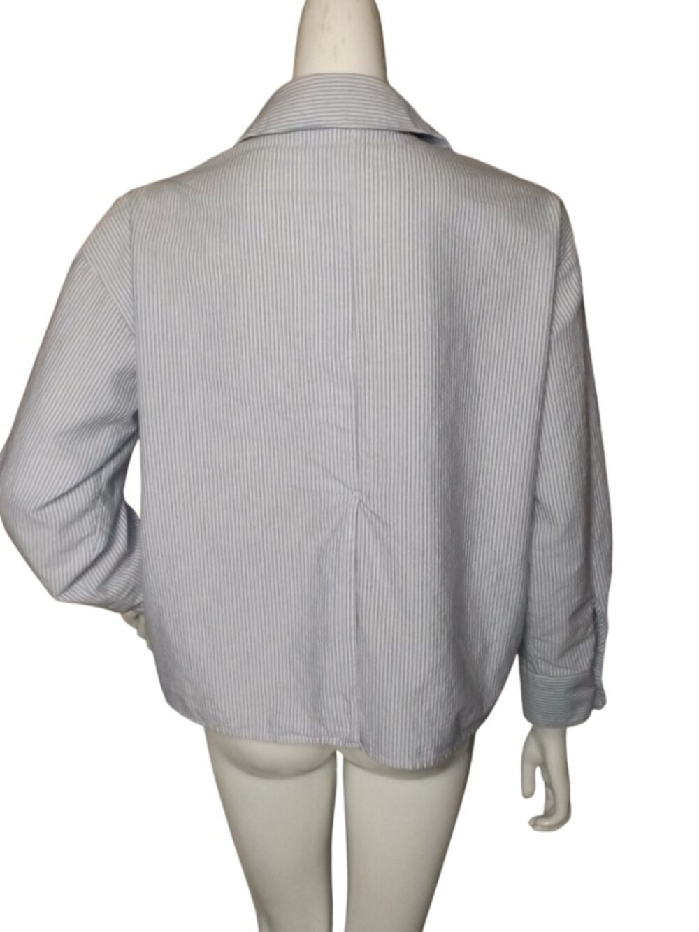 DJERF AVENUE Blouse, M, Breezy Shorter, Blue stripe, Long sleeve, Pocket,Organic - Picture 5 of 13